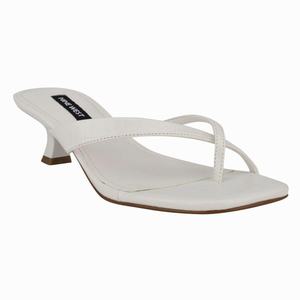 Nine West Marigol Thong Heeled Sandals - White - Ireland (KW4980263)